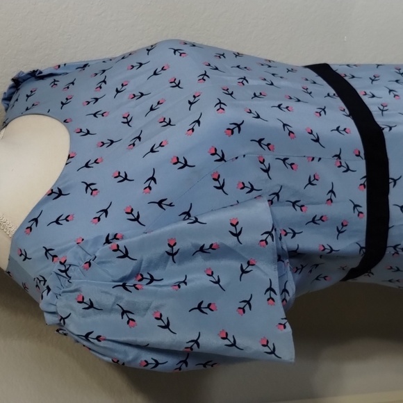 Draper James Collection Border Print Floral Tulip Dress Size 8 Blue/Pink Silk - Picture 3 of 12